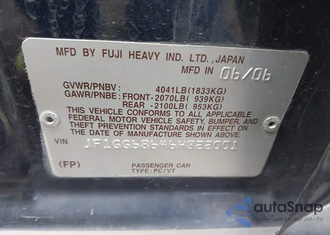 2006 Subaru Impreza Outback Sport z USA, uszkodzony, nr VIN JF1GG68646H822001